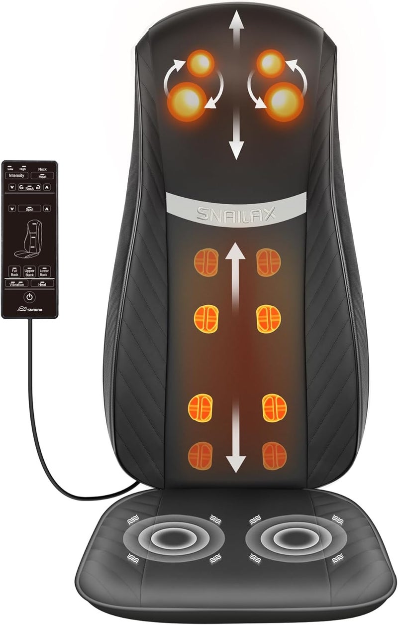 Snailax 2025 Shiatsu Neck Back Massager with Heat Deep Kneading Massage Chair PadAdjustable IntensityFull Body Massage Seat Cushion for Relaxation - Image 1