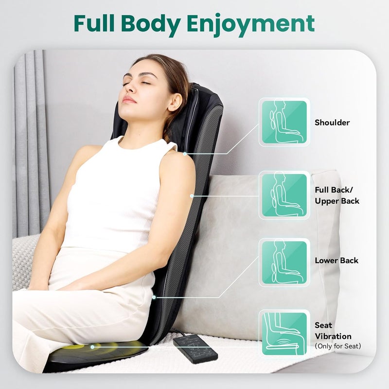 Snailax 2025 Shiatsu Neck Back Massager with Heat Deep Kneading Massage Chair PadAdjustable IntensityFull Body Massage Seat Cushion for Relaxation - Image 4