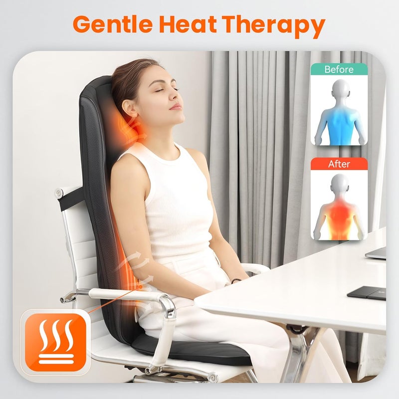 Snailax 2025 Shiatsu Neck Back Massager with Heat Deep Kneading Massage Chair PadAdjustable IntensityFull Body Massage Seat Cushion for Relaxation - Image 3