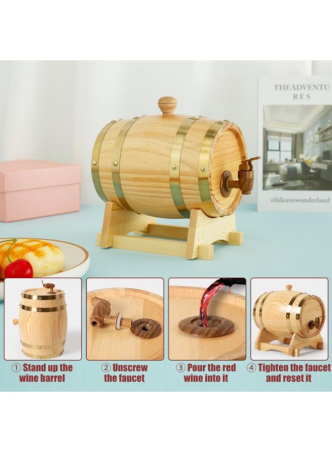 Home Care Wine Barrel, 1.5L Vintage Natural Oak Wooden Wine Aging Barrel Wine Keg Bucket Home Brew Brewing Equipment Accessories for Wine/Brandy/Whisky/Tequila, Beautiful and Practical  - Image 4
