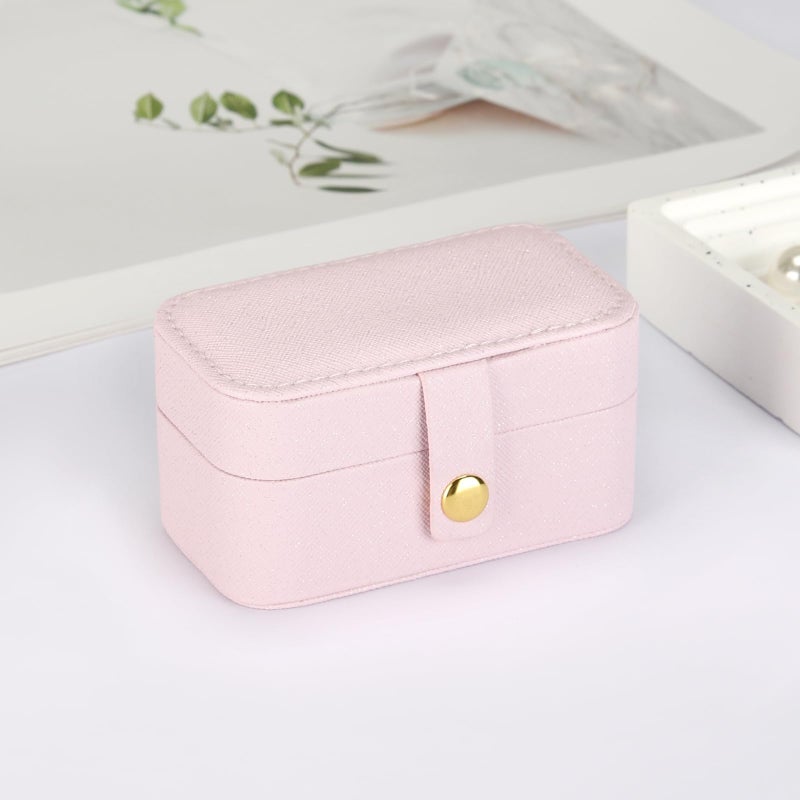 KUKUVR Small Travel Jewelry Box, Mini Jewelry Holder for Multiple Rings Necklace Earrings Lipstick, Portable Jewelry Storage Organizer Case with Removable Ring Slot (PINK) - Image 5