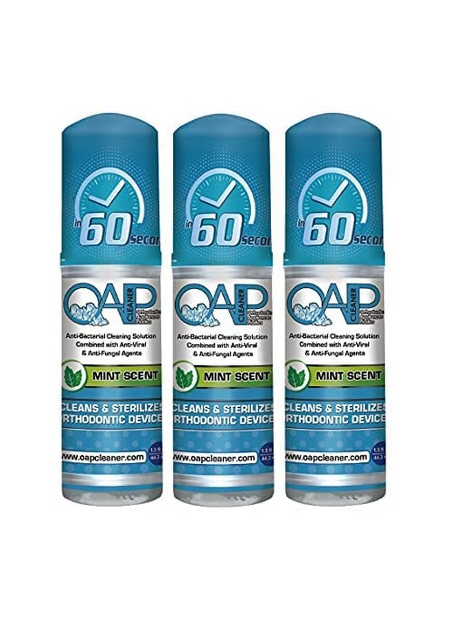 OAP Orthodontic Cleaner by OAP Cleaner | Retainer Cleaner, Denture Cleaner, and Mouth Guard Cleaner | 60 Second Foam Cleanser | Paraben, Sulfate and Triclosan Free | 44.3 mL, 3 Bottles - Image 1