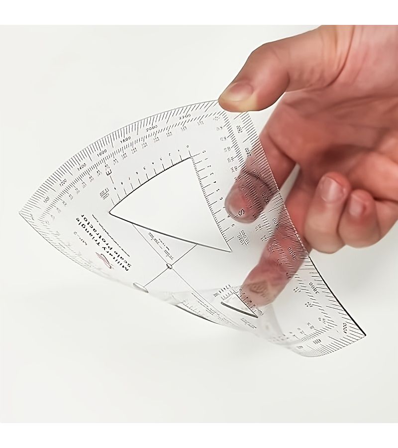 1 Map Protractor With Coordinate Scale Built In Ruler Plastic Measuring Tool For Land And Sea Navigation Topographic Maps Cartography Surveying Exploration Data Conversion - Image 1