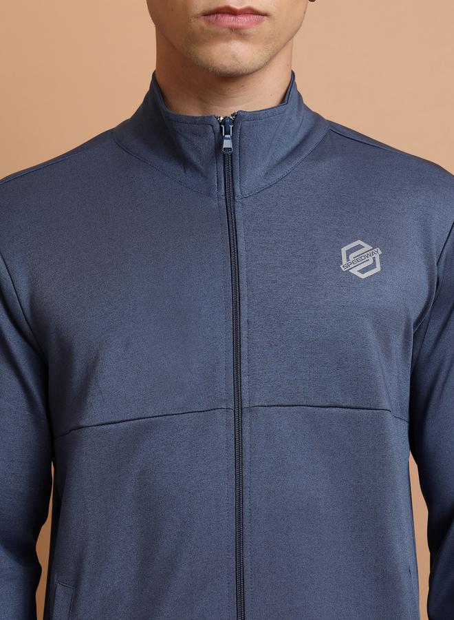 HIGHLANDER Front Zip Panelled Jacket with Side Pocket by Styli  - Image 2