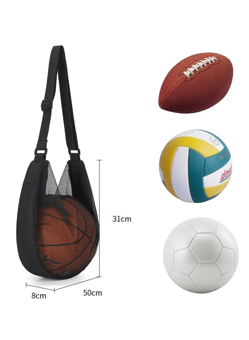 Generic Black single ball bag, basketball bag, mesh crossbody bag, sports ball storage bag, mesh backpack, sling bag, portable one shoulder fitness bag, volleyball and football sports bag - Image 2