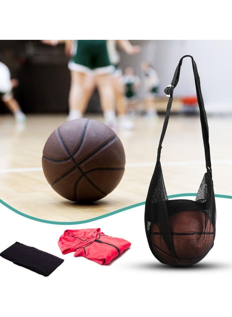 Generic Black single ball bag, basketball bag, mesh crossbody bag, sports ball storage bag, mesh backpack, sling bag, portable one shoulder fitness bag, volleyball and football sports bag - Image 4