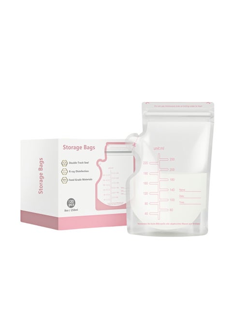 120 Pieces,Breast Milk Storage Bags ,250 ml Self Standing Leak Proof Breastmilk Storage Bag.