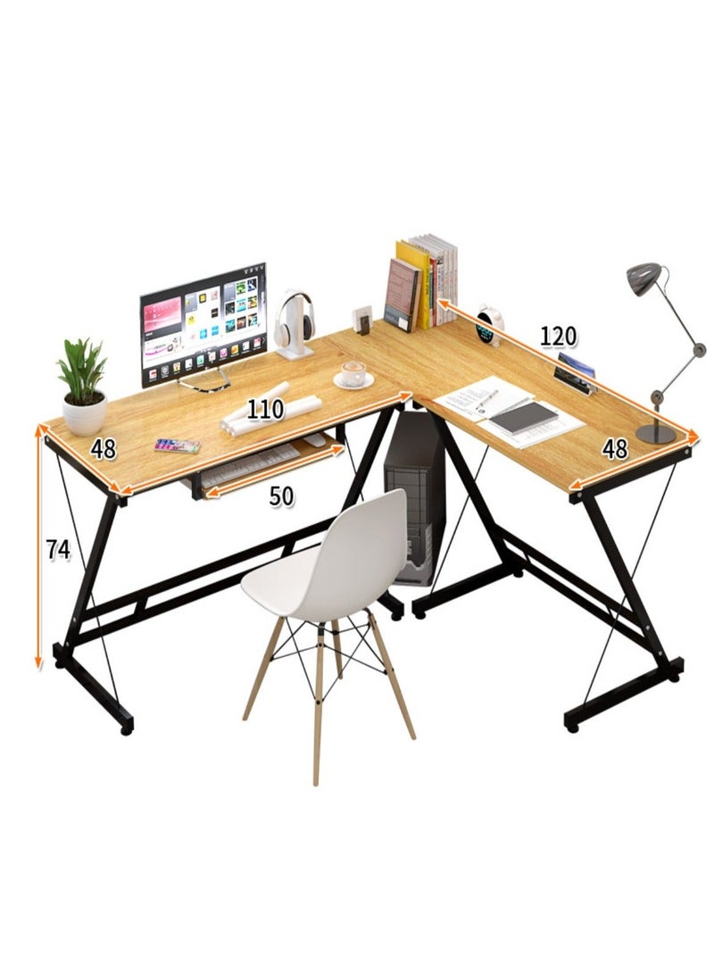 Raxoom L Shaped Gaming Desk, PC Gaming Desk, Corner Desk Table for Home Office Sturdy Writing Workstation(Brown)  - Image 3
