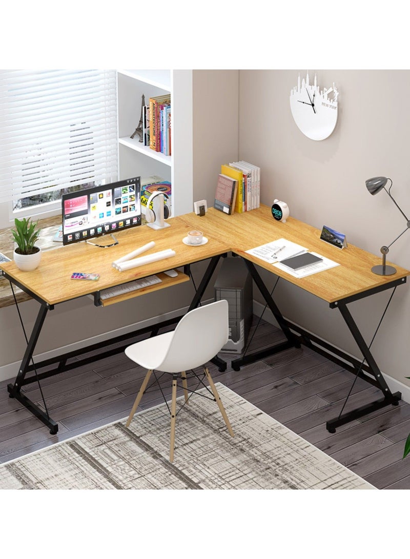Raxoom L Shaped Gaming Desk, PC Gaming Desk, Corner Desk Table for Home Office Sturdy Writing Workstation(Brown)  - Image 2
