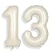 SUWEN 40 Inch Cream White Large 13 Number Balloons Big Foil Helium Number Balloons 09 Jumbo Happy 13th Mylar Birthday Party Decorations for Boy or Girl 31 Anniversary Party Supplies - Image 2