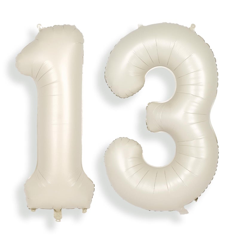 SUWEN 40 Inch Cream White Large 13 Number Balloons Big Foil Helium Number Balloons 09 Jumbo Happy 13th Mylar Birthday Party Decorations for Boy or Girl 31 Anniversary Party Supplies - Image 3