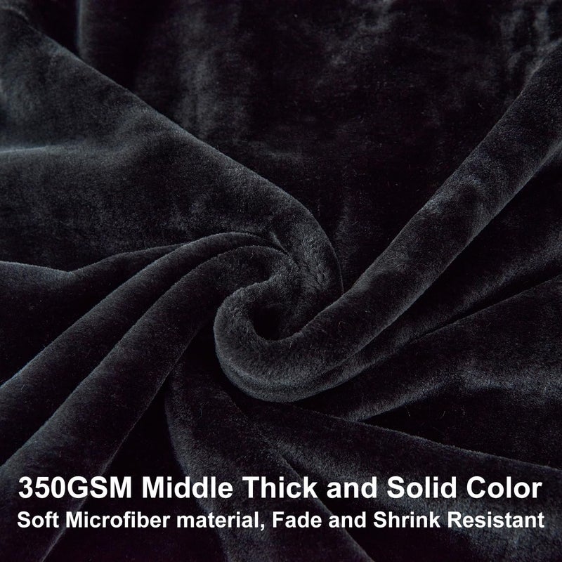 JYK Fleece Plush Blanket 3.5 LB, 1 Ply, Korean Mink Blanket Queen 79" x 91" - Super Soft and Warm, Lightweight and Cozy Fuzzy Solid Color Fleece Blanket for Bed, Black - Image 4