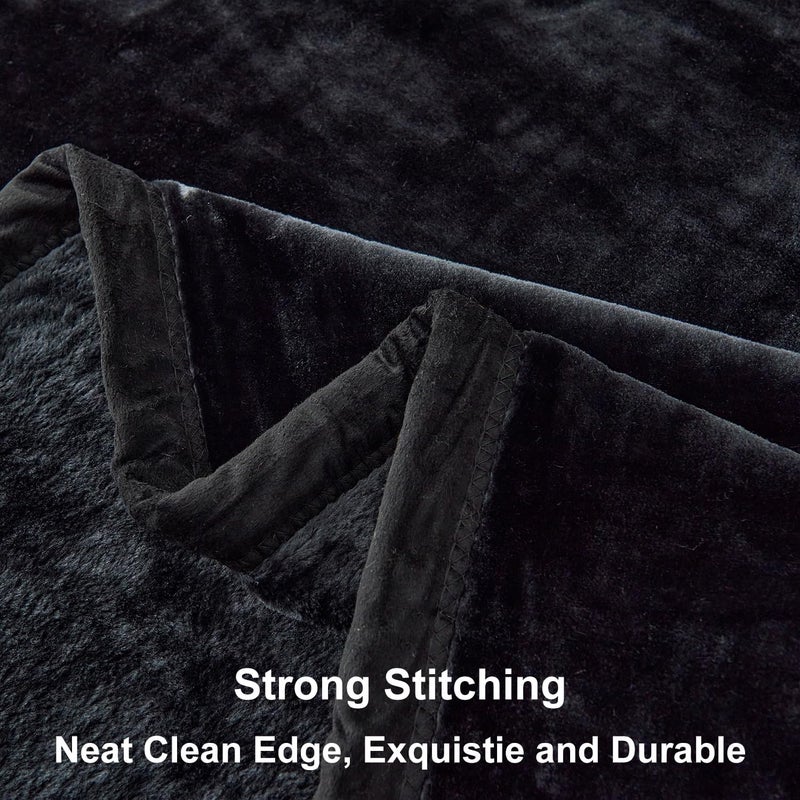 JYK Fleece Plush Blanket 3.5 LB, 1 Ply, Korean Mink Blanket Queen 79" x 91" - Super Soft and Warm, Lightweight and Cozy Fuzzy Solid Color Fleece Blanket for Bed, Black - Image 5