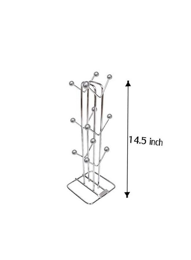 Fastro Stainless Steel Square Shape 12 Cup Holder Stand - Countertop Cup Hanging Rack Ideal for Kitchen, Coffee & Tea Mug Display, Elegant Dining Table V Shape Cup Holder - Image 2
