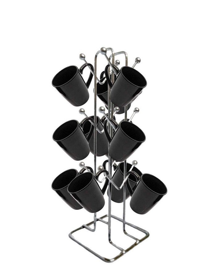 Fastro Stainless Steel Square Shape 12 Cup Holder Stand - Countertop Cup Hanging Rack Ideal for Kitchen, Coffee & Tea Mug Display, Elegant Dining Table V Shape Cup Holder - Image 3