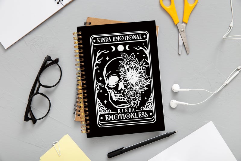 Ecezatik Floral Skull Notebook, Goth Gothic Notebook Journal, Witchy Journal, Goth Office Supplies, Spiral Notebook 5.5x8.3, Kinda Emotion Kinds Emotionless - Image 2
