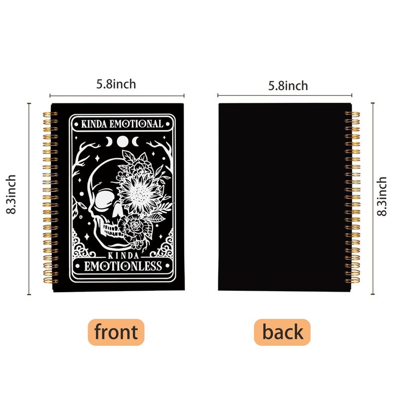Ecezatik Floral Skull Notebook, Goth Gothic Notebook Journal, Witchy Journal, Goth Office Supplies, Spiral Notebook 5.5x8.3, Kinda Emotion Kinds Emotionless - Image 5