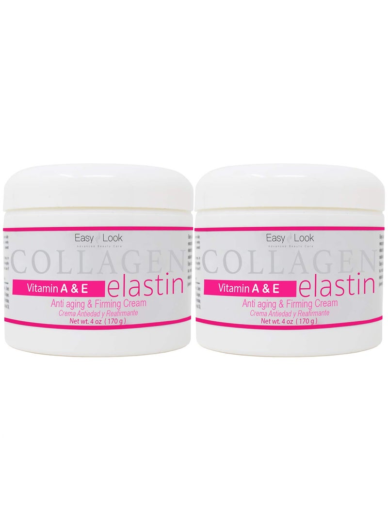 EASY LOOK - Collagen Elastin Cream Vitamins A  E Anti aging and Firming Cream 4oz 2 PACK - Image 1