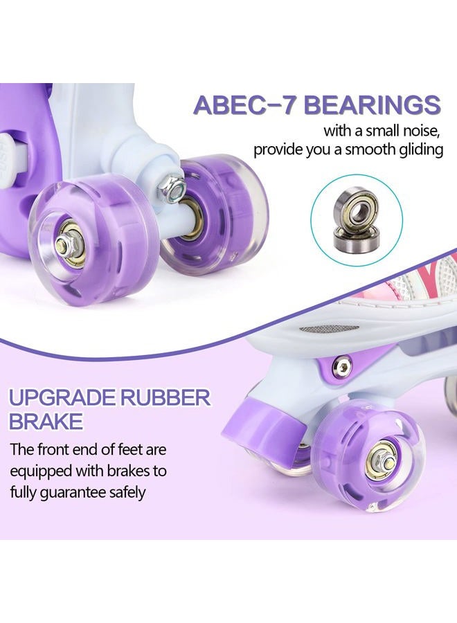 Tudoccy Roller Skates for Kids, Shine Skates 4 Size Adjustable Roller Skates with Light up Wheels for Girls, Teens, Outdoor Rollerskates for Beginners & Advanced | Purple, M - 13C-3Y, (Medium, Purple) - Image 5