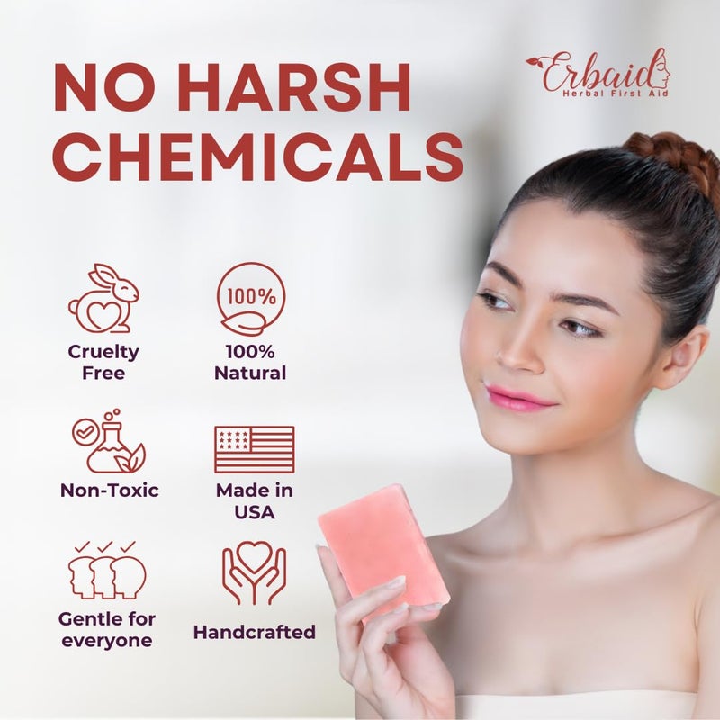 Erbaid Calamine Soap Bar â€“ All Natural Instant Itch Relief â€“ Calming Calamine Soap for Itchy Skin, Insect Bite, Eczema, Poison Ivy Rash, Chicken Pox â€“ Pure Anti-Itch Body Wash Made in USA â€“ Large 5oz Bar - Image 4