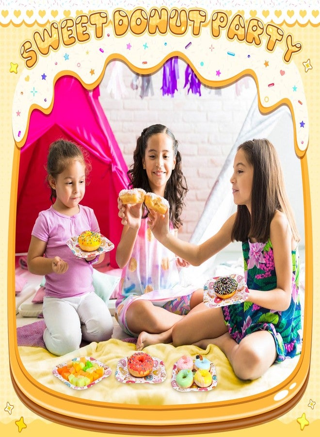 Potchen 100 Pcs Dessert Plates Bulk 7 x 7 Inch Disposable Square Paper Plates Heavy Duty Party Plate for Birthday Party Baby Shower Wedding Picnic Event Supplies(Donut) - Image 5