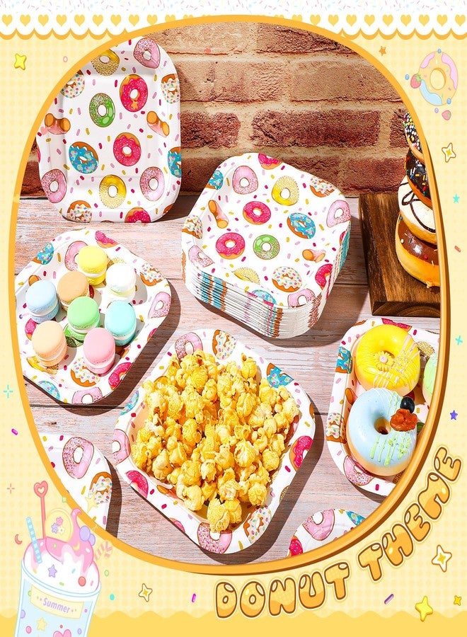 Potchen 100 Pcs Dessert Plates Bulk 7 x 7 Inch Disposable Square Paper Plates Heavy Duty Party Plate for Birthday Party Baby Shower Wedding Picnic Event Supplies(Donut) - Image 2