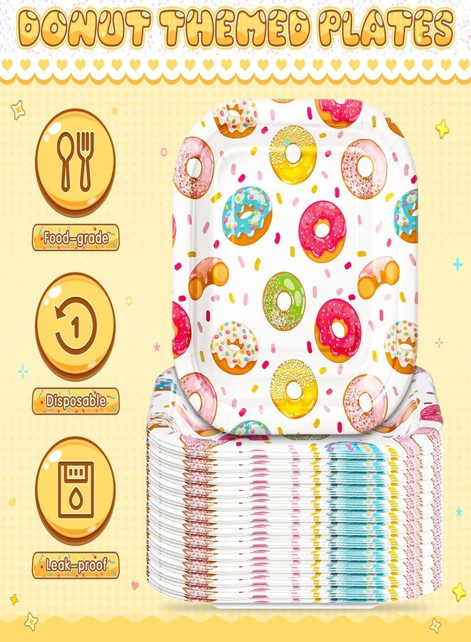 Potchen 100 Pcs Dessert Plates Bulk 7 x 7 Inch Disposable Square Paper Plates Heavy Duty Party Plate for Birthday Party Baby Shower Wedding Picnic Event Supplies(Donut) - Image 4