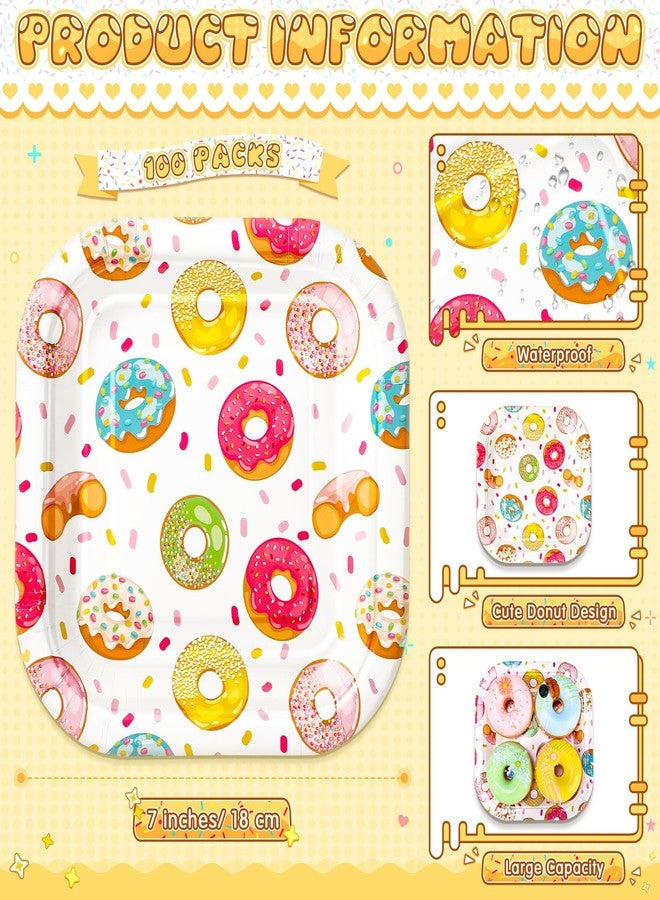 Potchen 100 Pcs Dessert Plates Bulk 7 x 7 Inch Disposable Square Paper Plates Heavy Duty Party Plate for Birthday Party Baby Shower Wedding Picnic Event Supplies(Donut) - Image 3