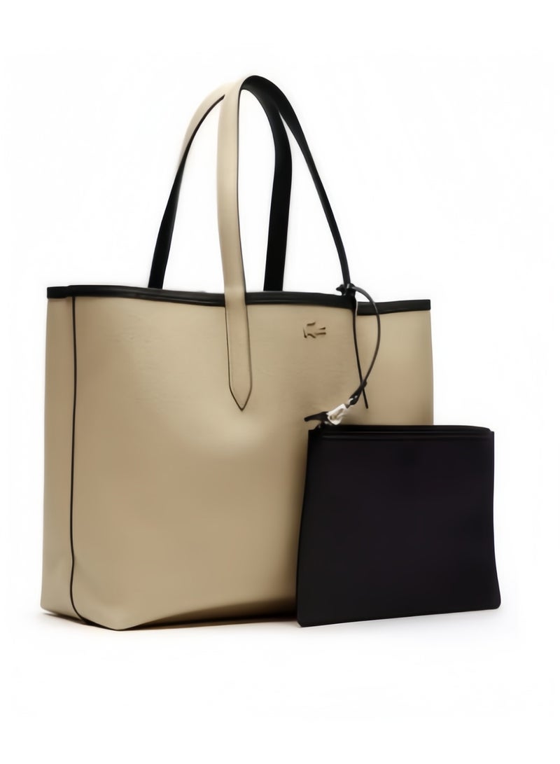 لاكوست حقائب يد نسائية من لاكوست، ذات وجهين ونبرة مزدوجة، سعة كبيرة، عصرية ومتعددة الوظائف، أسود/بني - Image 4