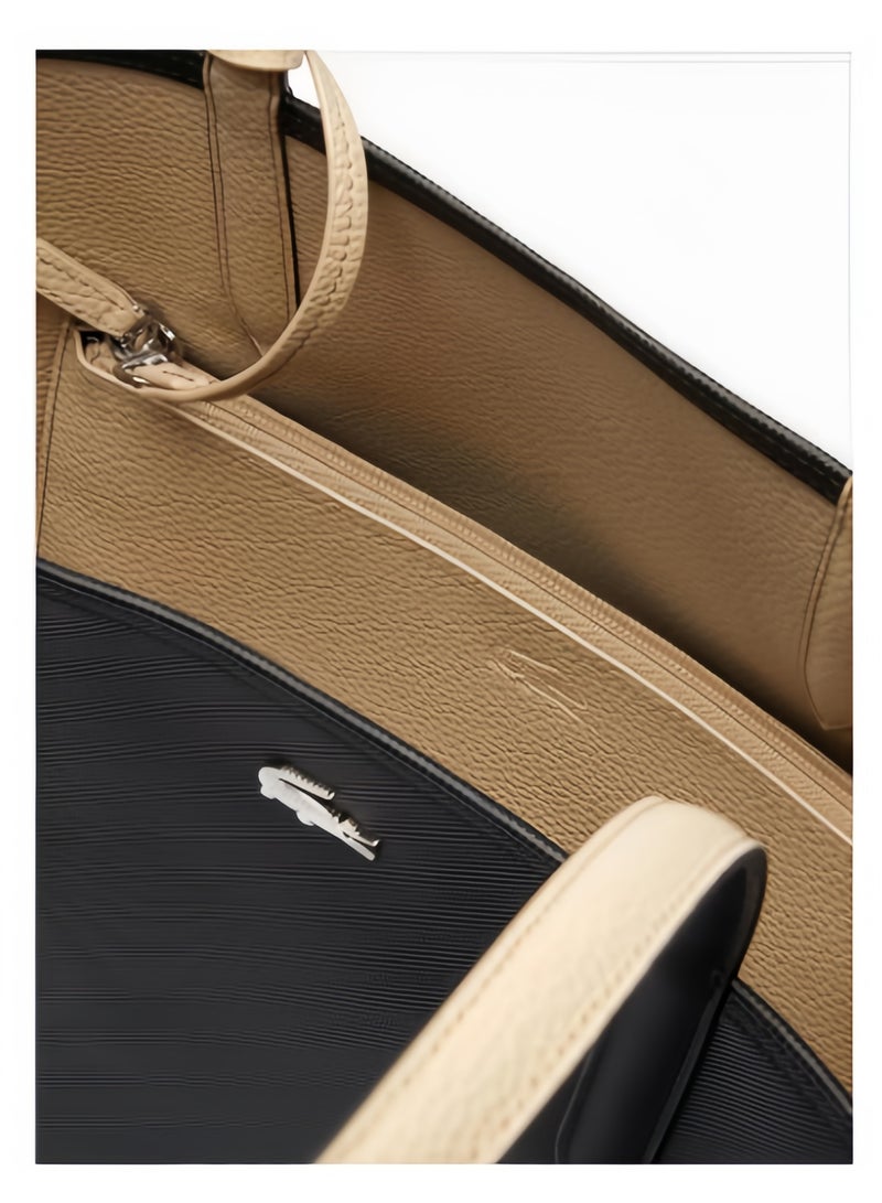 لاكوست حقائب يد نسائية من لاكوست، ذات وجهين ونبرة مزدوجة، سعة كبيرة، عصرية ومتعددة الوظائف، أسود/بني - Image 5