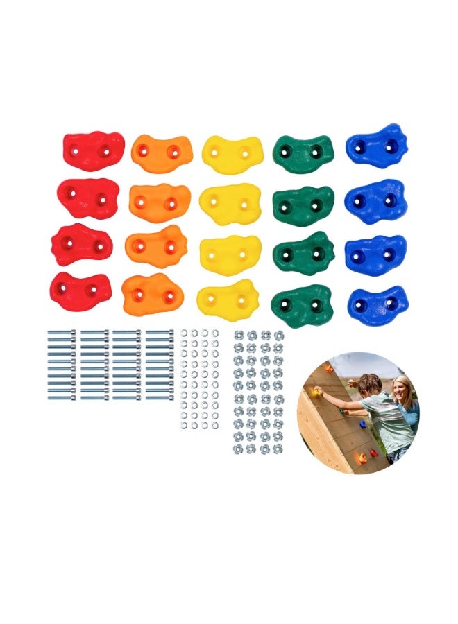 fantasize 20 Pack Kids Rock Climbing Holds, Includes Mounting Hardware for 1" Installation, Holds Climbing Rocks for Outdoor Indoor Home Playground - Image 4
