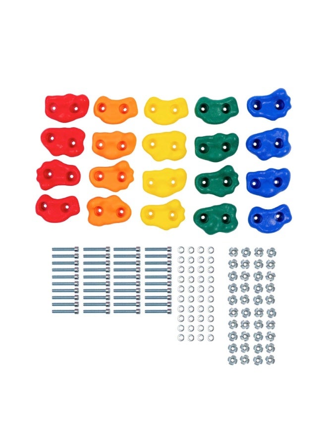 fantasize 20 Pack Kids Rock Climbing Holds, Includes Mounting Hardware for 1" Installation, Holds Climbing Rocks for Outdoor Indoor Home Playground - Image 1