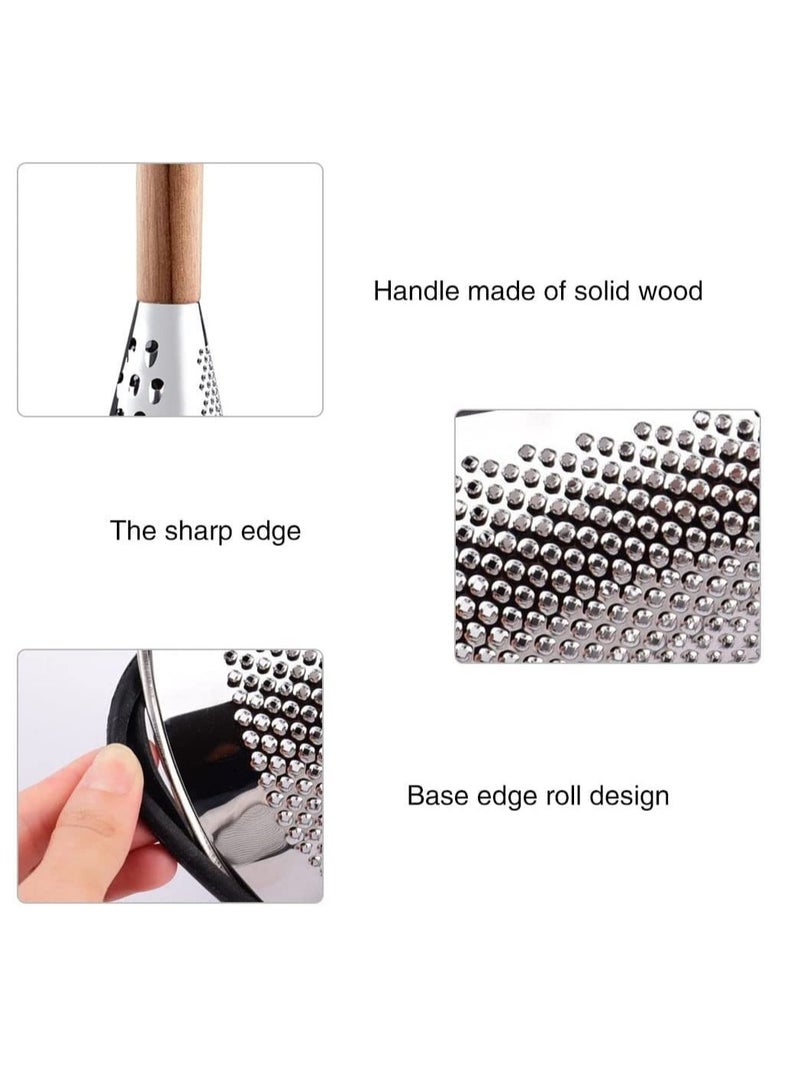 Cone Cheese Grater with Handle Stainless Steel Grater Triple Function Wood Handle Shredder Non-Slip Rubber Bottom Hand Held Multifunction Vegetables Grater, 28 cm - Image 4