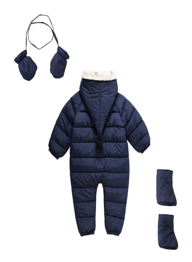 Mud Kingdom 3 Piece Romper Boys Girls Jumpsuit Hooded Matching Gloves and Shoes Zipper Sky Blue Overall 12-18 Months - Image 2