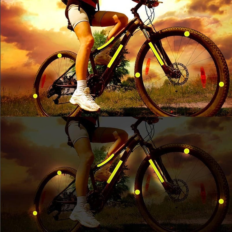 OneNine 42Pcs Reflective Stickers, Bike Reflective Tape Night Safety Stickers Waterproof Warning Strip Reflective Decals for Bicycle Wheelchairs Motorbike Helmet Scooter Baby Carriage Stroller - Image 3