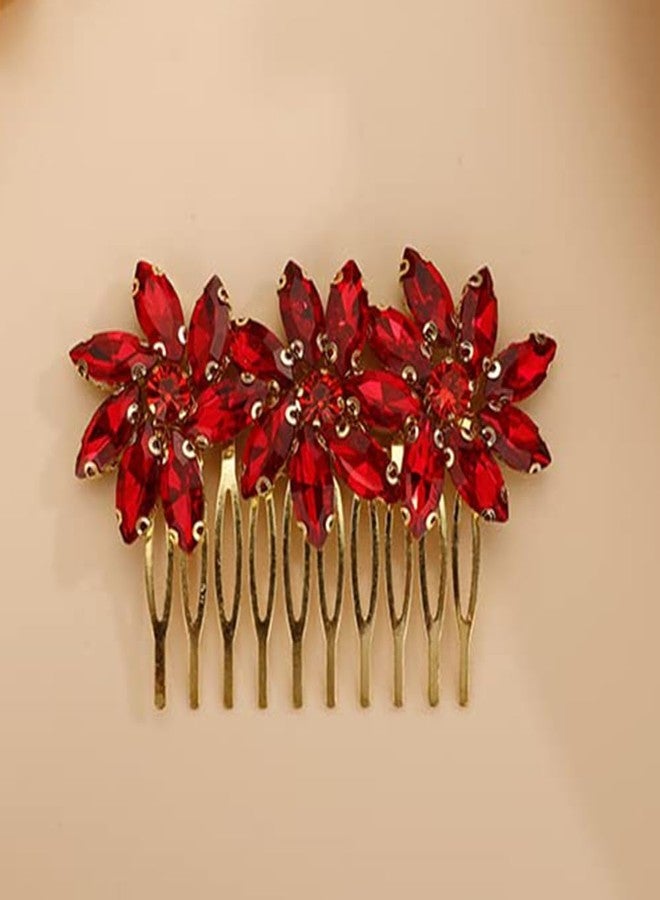 بيريوان مشط شعر مزين بالزهور الكريستالية من بيريوان، مناسب للنساء، لحفلات التخرج، وتاج مرصع بالكريستال، وإكسسوارات شعر يدوية الصنع للعروس ووصيفاتها. - Image 2