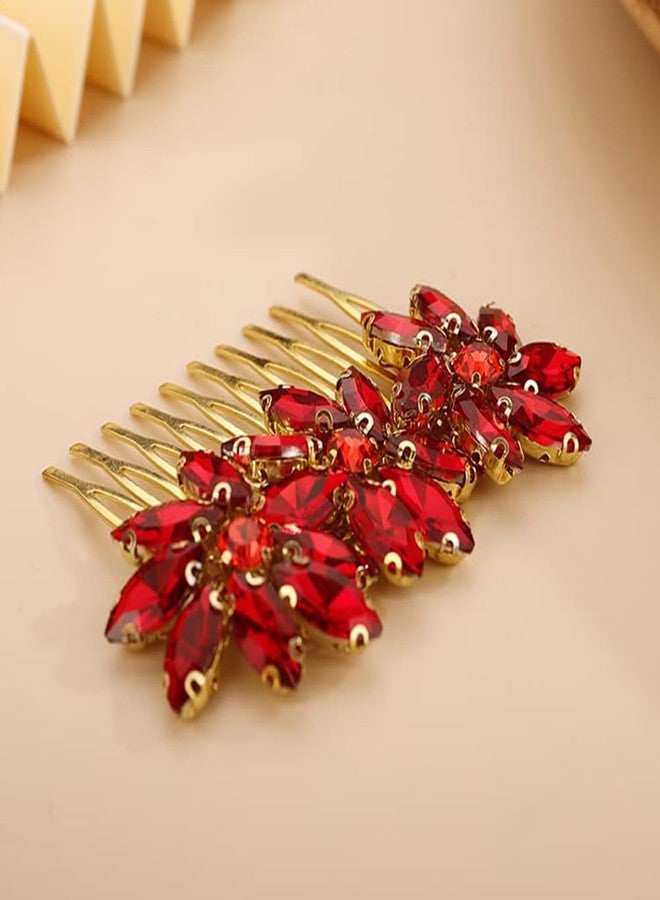 بيريوان مشط شعر مزين بالزهور الكريستالية من بيريوان، مناسب للنساء، لحفلات التخرج، وتاج مرصع بالكريستال، وإكسسوارات شعر يدوية الصنع للعروس ووصيفاتها. - Image 3