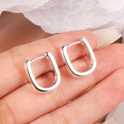 ALEXCRAFT 925 Sterling Silver Earrings Small Chunky Silver Hoop Earrings for Women Trendy Hypoallergenic Small Thick Huggie Hoops Earring - Image 5
