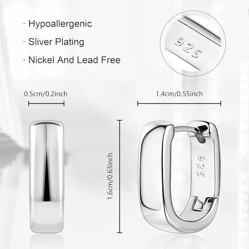 ALEXCRAFT 925 Sterling Silver Earrings Small Chunky Silver Hoop Earrings for Women Trendy Hypoallergenic Small Thick Huggie Hoops Earring - Image 2