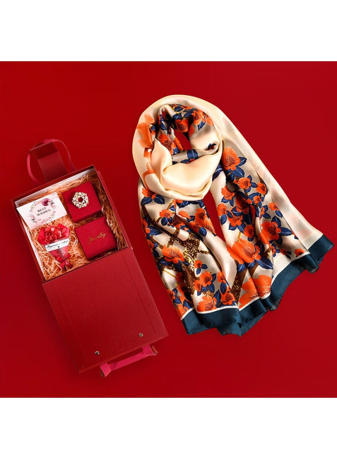 Hang Silk House Hangsifu Silk Scarf Gift Box Set, Group Purchase Shawl, Women's Scarf, Birthday Gift For Mom, Gift For Elders, Elegant Clasp - Image 1