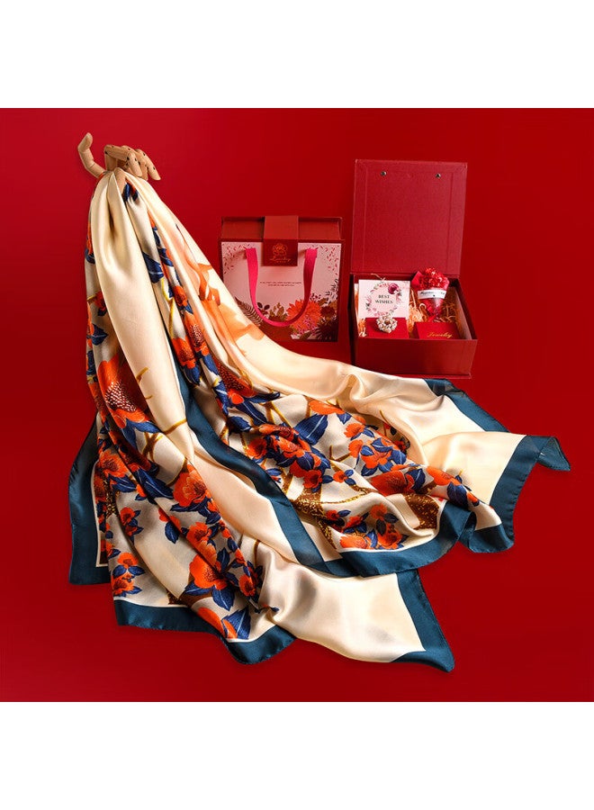 Hang Silk House Hangsifu Silk Scarf Gift Box Set, Group Purchase Shawl, Women's Scarf, Birthday Gift For Mom, Gift For Elders, Elegant Clasp - Image 2
