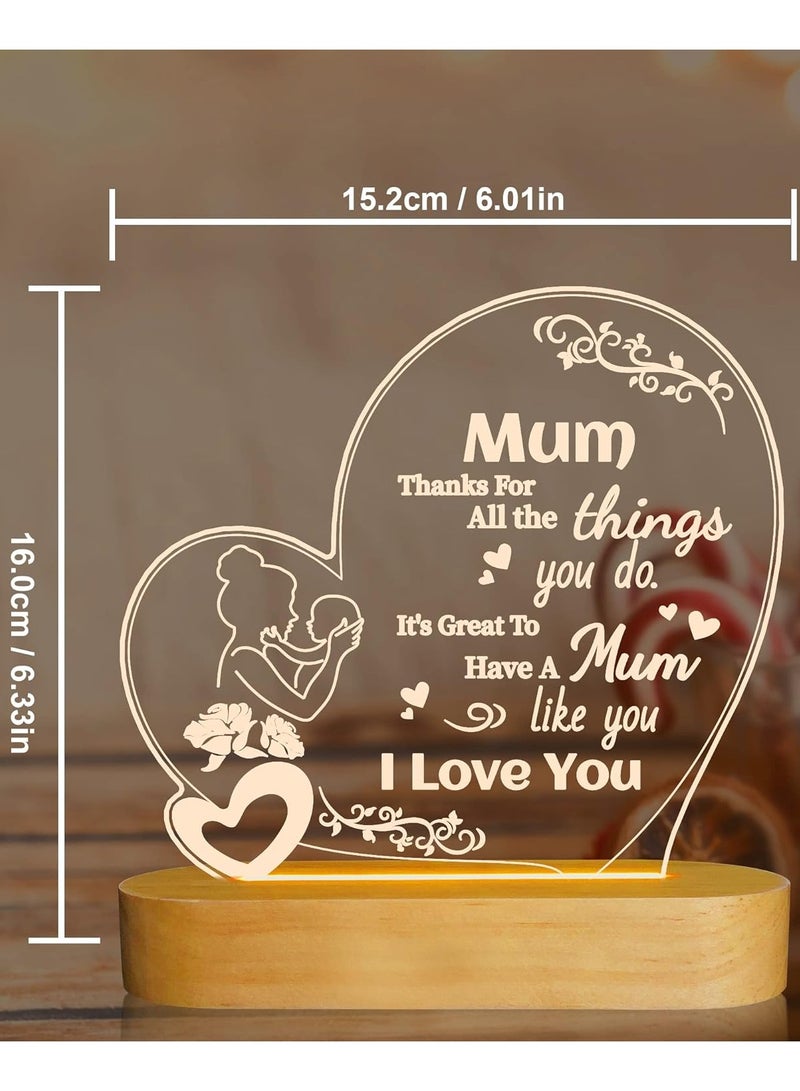 RARELY هدايا للأم، هدايا الأم الحلوة مع قاعدة خشبية، ضوء دافئ لديكور الغرفة، هدايا مامي لأعياد الميلاد وعيد الميلاد وعيد الأم والتقاعد للأم والأم - Image 3
