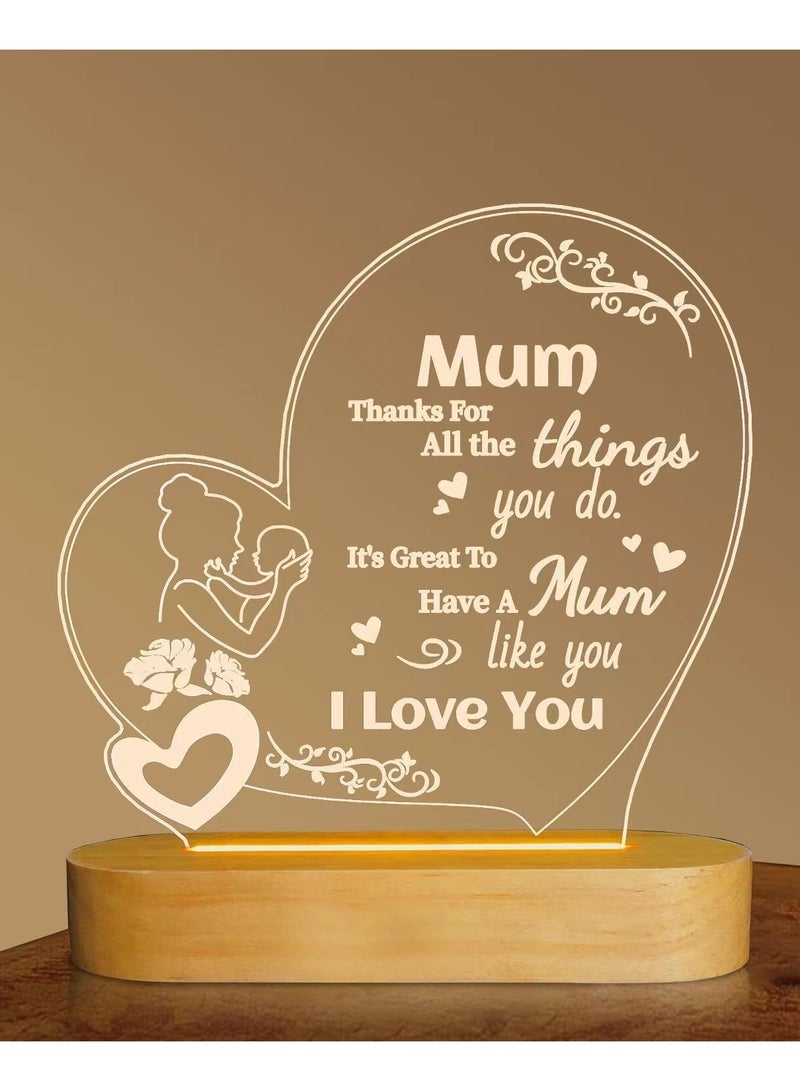 RARELY هدايا للأم، هدايا الأم الحلوة مع قاعدة خشبية، ضوء دافئ لديكور الغرفة، هدايا مامي لأعياد الميلاد وعيد الميلاد وعيد الأم والتقاعد للأم والأم - Image 1