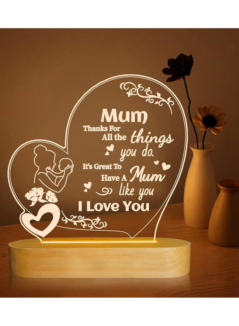 RARELY هدايا للأم، هدايا الأم الحلوة مع قاعدة خشبية، ضوء دافئ لديكور الغرفة، هدايا مامي لأعياد الميلاد وعيد الميلاد وعيد الأم والتقاعد للأم والأم - Image 2
