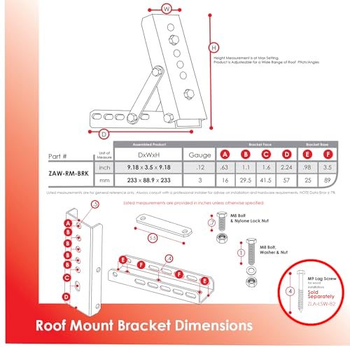 ADVANING Universal Roof Mount Bracket for Retractable Awnings, Premium Quality 3mm Gauge Brushed Stainless Steel, ZAW-RM-BRK - Image 4