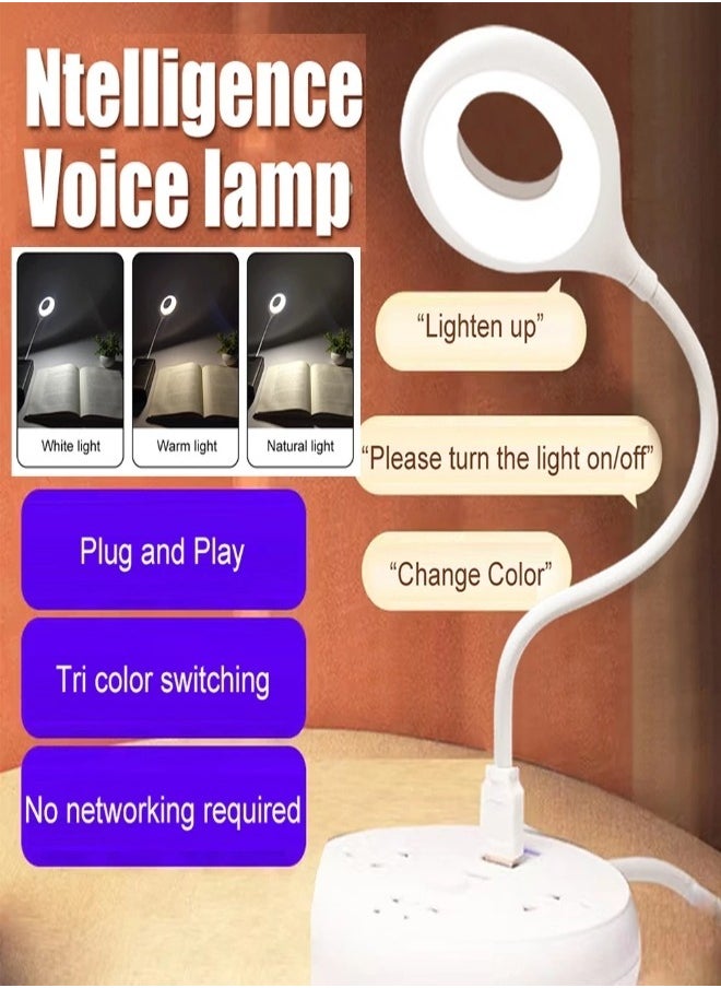 XLT - LED Smart Desk Lamp Voice Operated Portable Night Light Lamp Freely Foldable Table Lamp USB LED Super Bright Ring Lights 3 Mode - Image 1
