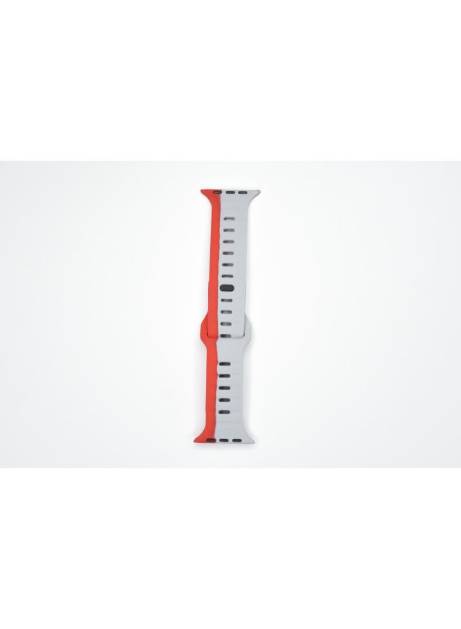 Sporty Silicone Apple Watch Band With Colorful Diamond Frame Suitable For All Models Of Apple Watch By Boligao-Color:38/40/41mm Light Gray Red - Image 1
