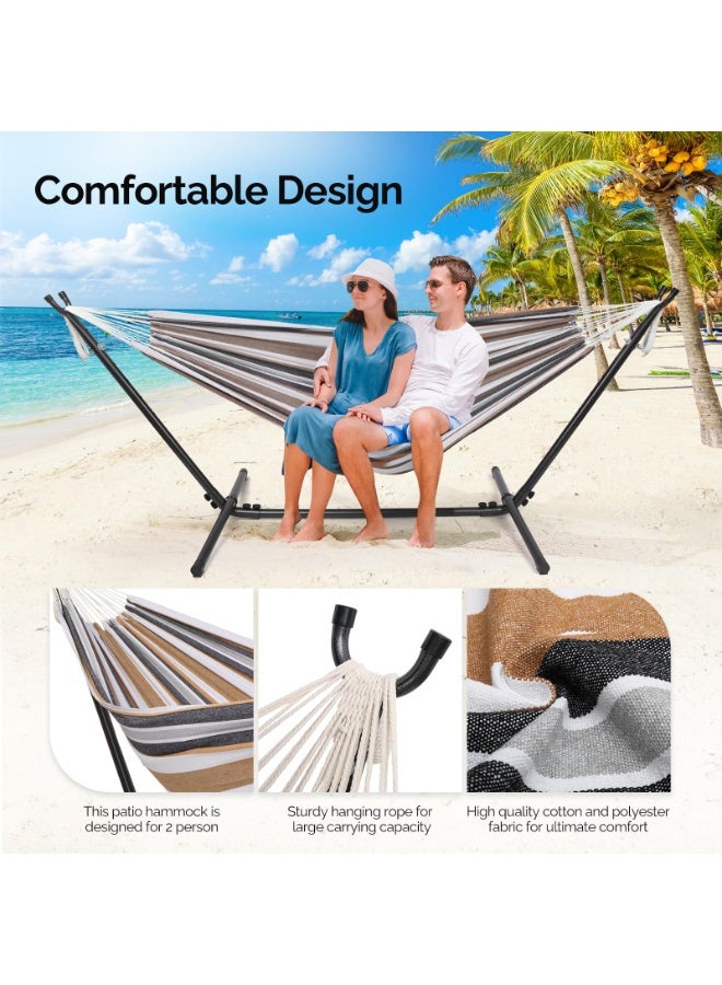 شو وو أرجوحة محمولة لشخصين مع حامل أرجوحة، سرير أرجوحة شديد التحمل بسعة 550 رطل قابل للتعديل مع حقيبة حمل موفرة للمساحة متضمنة للتخييم والحديقة والفناء الخلفي والفناء الداخلي والخارجي - Image 5