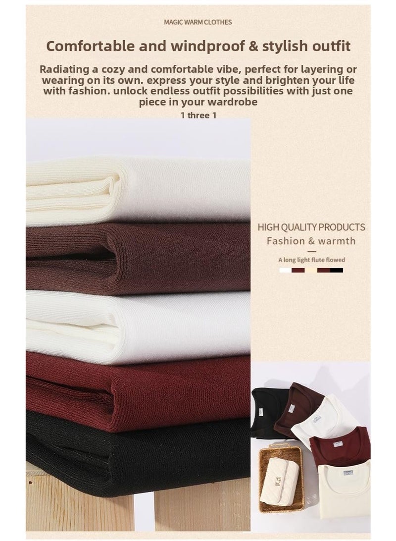 Alo728 Women's Red Warm Velvet Long Sleeve Top - Thermostatic 37 ℃ Warm Shirt, Simple Logo Design, Winter Casual Wear - Image 5
