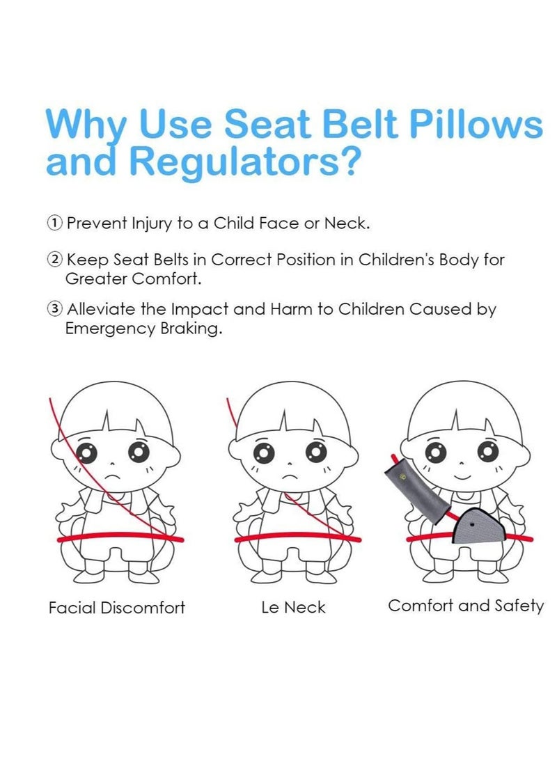 SYOSI Seat Belt Adjuster and Seatbelt Pillow for Kids Travel, Neck Support Headrest Cover Child,Car Strap Cushion Pads Children Baby Adult  - Image 5